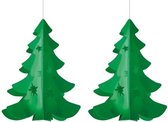 2x Hangdecoratie kerstboom groen 35 cm - Kerstversiering/decoratie