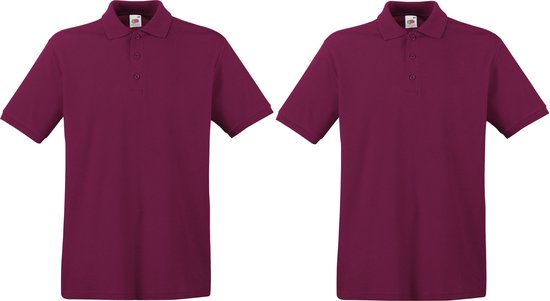 2-Pack maat 2XL bordeaux rode polo shirt premium van katoen voor heren - Polo t-shirts voor heren