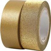 Goudkleurig glitter plakband washi tape 2x rollen - hobby artikelen en knutselen