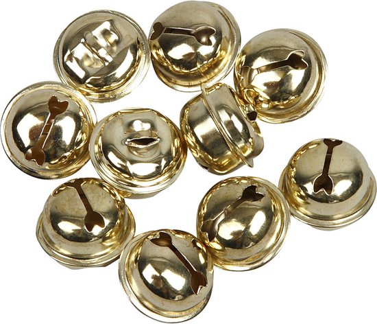 12x Gouden metalen belletjes 13-15-17 mm met oog hobby/knutsel benodigdheden - Kerst kersmuts belletjes - Kattenbellen - Hobby- en Knutselmateriaal