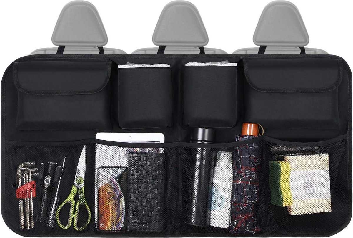 Kofferbak Organiser Voor Volvo V90 S60L S80L C70 XC Classic C30, Opknoping Trunk Tidy Bag Multi-Pocket Cargo Opbergzakken Organiseren Opvouwbare Accessoires,Leather-Coffee