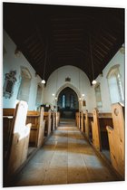 PVC Schuimplaat- Middenpad van Klein Religieus Kapelletje - 100x150 cm Foto op PVC Schuimplaat