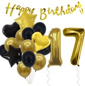 Snoes Ballonnen 17 Jaar Feestpakket – Versiering – Verjaardag Set Goldie Cijferballon 17 Jaar -Heliumballon
