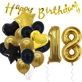 Snoes Ballonnen 18 Jaar Feestpakket – Versiering – Verjaardag Set Goldie Cijferballon 18 Jaar -Heliumballon
