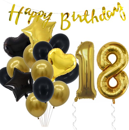 Ballonnen 18e verjaardag decoratie jongen blauwe set, folieballon 18e verjaardag decoratie blauwe verjaardagsdecoratie 18 jaar jongen slinger 18e verjaardag ballon decoratie 18e decoratie 18