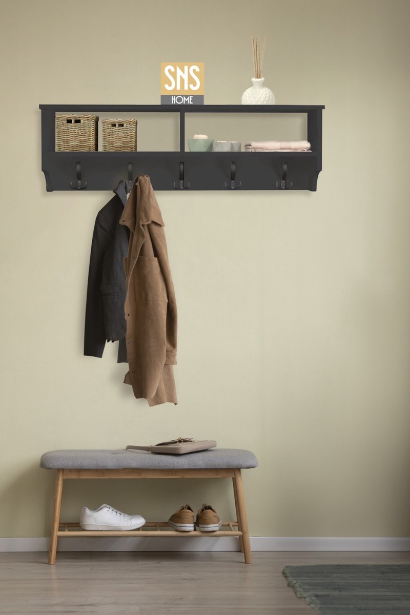 Bofigo - Kapstok - 5 Haak - Antraciet - 120 cm