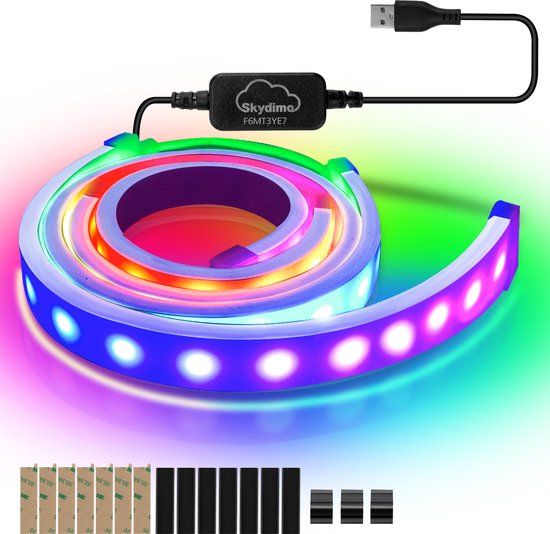 Foto: Led strip voor gamingbureau rgbic led strip voor 32 inch pc monitor pc achtergrondverlichting usb led verlichting met app bediening