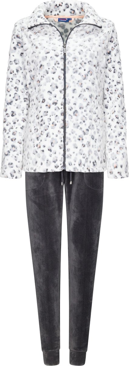 Rebelle dames huispak fleece - maat 46 - Panter - grijs