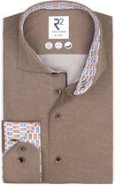 R2 Amsterdam - Chemise Melange Brown - Homme - Taille 45 - Coupe moderne