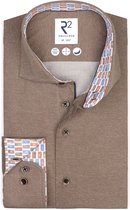 R2 Amsterdam - Chemise Melange Brown - Homme - Taille 38 - Coupe Moderne