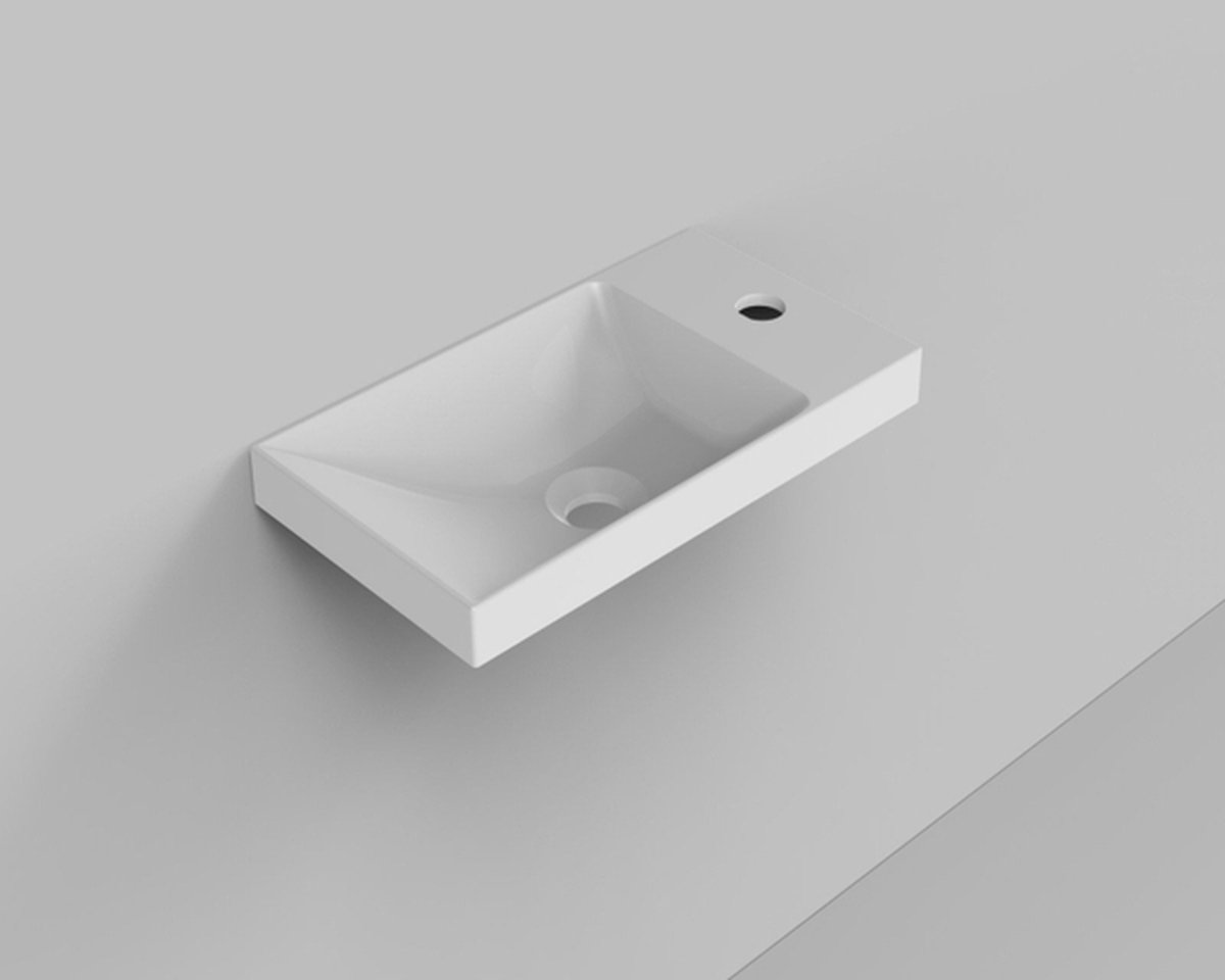 Arcqua Marble fontein voor frame 40x22cm zonder overloop cast marble wit glans