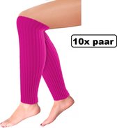 10x Paar Beenwarmers Milano neon roze-pink - Thema feest party disco festival partyfeest optocht