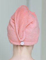 Microvezel Handdoek voor Haar - Haarhanddoek Microvezel - Haartulband - Tulbandhanddoek met knoop - Sneldrogende haarhanddoek voor vrouwen - Haar Badhanddoeken - Microvezel handdoek voor hoofd en lang haar -Hair Towel - Roze