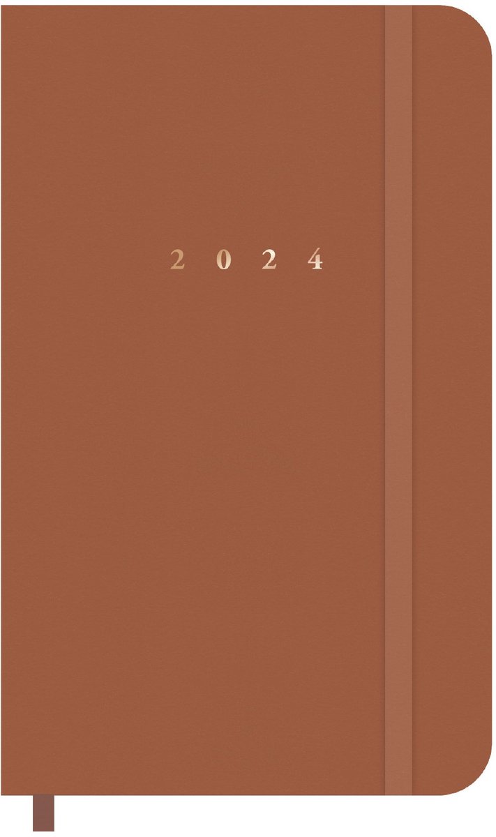 Hobbit - Agenda pocket deluxe - 2024 - Cognac suède look - Zakagenda - Week op 2 pagina's - ±A6 (14,8x9,5cm)