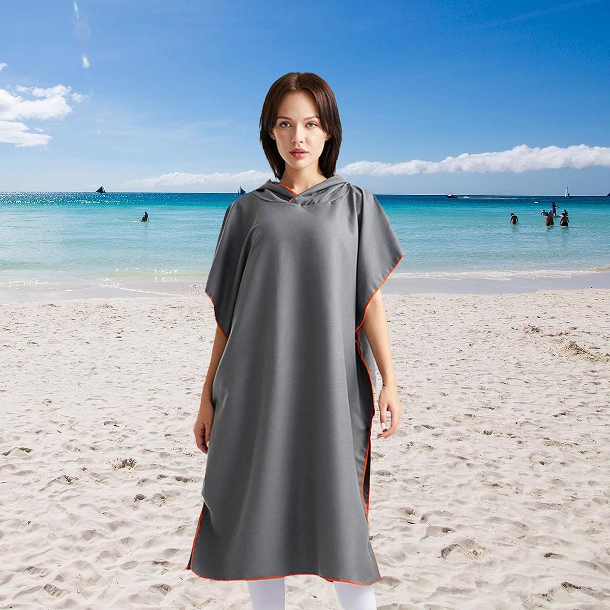 Poncho de surf, robe à langer, poncho à séchage rapide, bleu