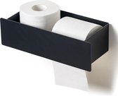 VDN Stainless wc rolhouder zwart - Toiletrolhouder - Reserverolhouder - RVS - Hangend - wc papier houder