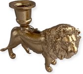 Kaarsenhouder - Kandelaar - Leeuw - Lion - Goud - Decoratief beeld - 18x5x14cm
