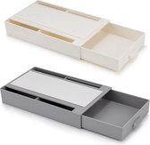 2 stuks lade-organizer voor onder bureau, verborgen lade, zelfklevend voor kantoor, werkkamer, keuken, woonkamer (wit, grijs)