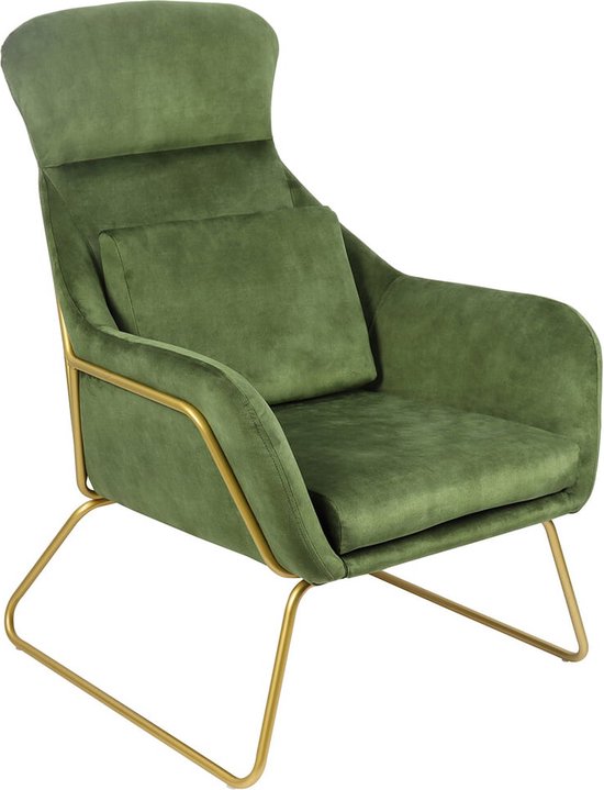 Fauteuil Adriana Groen - Fluweel - Zithoogte 40 cm - Zitdiepte 53 cm