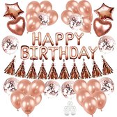 Happy Goods Verjaardag Versiering - Happy Birthday Slinger - Ballonnen - Rose Goud - 48 Stuks - Verjaardag Decoratie