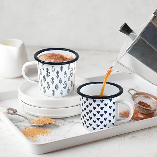Big Forturn Emaille Koffiemok Koffiemok Set 12 oz Set van 4 Emaille Servies Camping Mok Emaille Cup Gepersonaliseerd van BIG — afbeelding 2