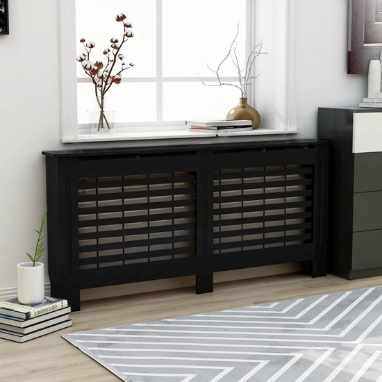 vidaXL Radiatorombouw 112x19x81 cm MDF zwart