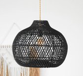 Rotan lampenkap zwart - ronde hanglamp 30 cm (zonder snoer / zonder fitting)