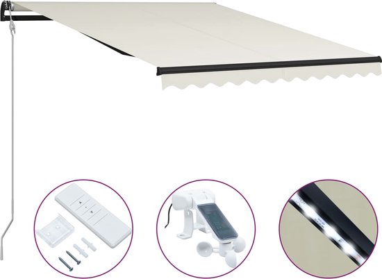vidaXL Auvent vidaXL avec LED et capteur de vent 600x350 cm Anthracite