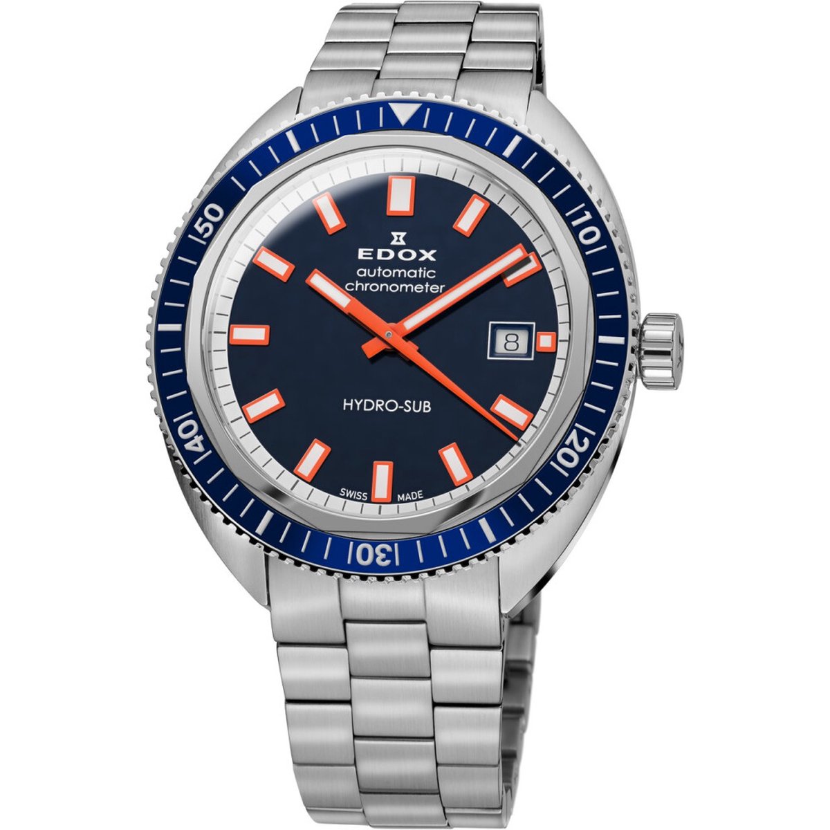 EDOX Hydro-sub Date Automatic 80128-3BUM-BUIO mannen horloge