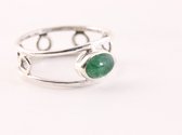 Fijne opengewerkte zilveren ring met jade - maat 20