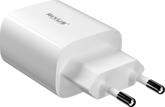 Rixus - Snellader USB -C 20W WIt - Geschikt voor USB -C - 20W - Telefoon Adapters - Telefoon Oplader