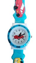 Horloge voor Kinderen - Auto’s - Kast 32 mm - Lichtblauw