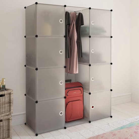 The Living Store Modulaire Kast - Kunststof - Wit - 37x115x150 cm