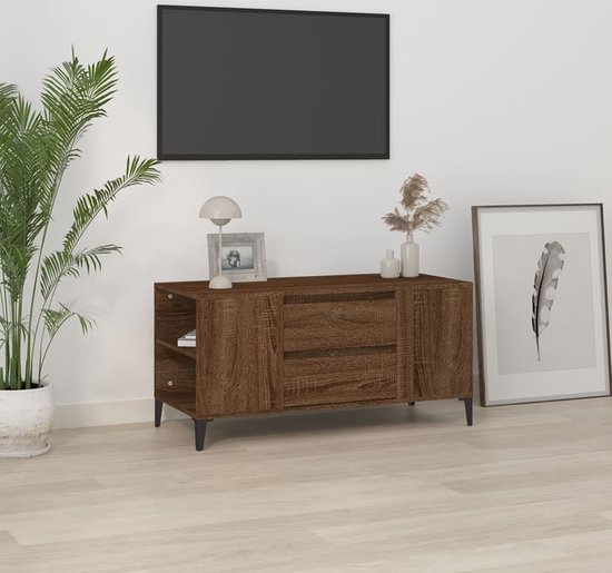 The Living Store TV-meubel Industrieel - Bruineiken - 102 x 44.5 x 50 cm