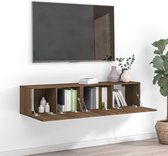 The Living Store TV-meubelset - Houten - Hangende tv-kast - 60 x 30 x 30 cm - Bruineiken
