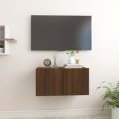 The Living Store Hangend Tv-Meubel - Serie Praktisch - 60x30x30cm - Bruineiken
