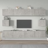 The Living Store TV-meubelset Betongrijs 4x 100x30x30 - 2x 30.5x30x30cm - Wandgemonteerd - Bewerkt hout - Stevig materiaal