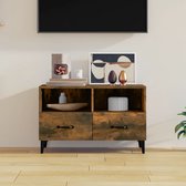 The Living Store Meuble TV Industrial - Chêne fumé - 80x36x50 cm - Bois d'ingénierie - Résistant à l'humidité