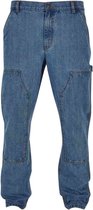 Urban Classics - Double knee jeans Broek rechte pijpen - Taille, 32 inch - Blauw