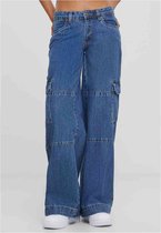 Urban Classics - Pantalon cargo en Denim taille basse - Taille, 34 pouces - Bleu foncé