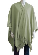 Boris Luxe omslagdoek/poncho - mosgroen - 180 x 140 cm - fleece - Dameskleding accessoires