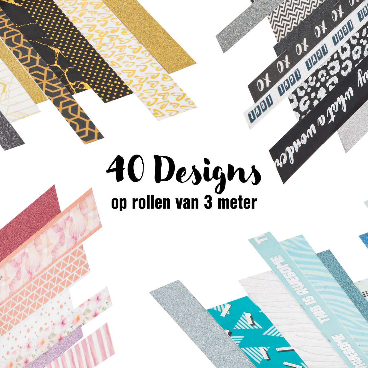 Washi Tape 40pcs - rollen van elk 3 meter - washi-tapes in 40 unieke ontwerpen voor handwerk, journaling, scrapbooking — afbeelding 6
