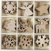Othmar Decorations Décorations d'arbre de Noël/Cintres de Noël - 36x - bois - 4 cm