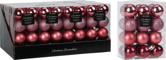 Boules de décoration de Noël 16x -5 cm - plastique - rose