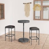 The Living Store Barset Lounge - Grijs - PE-rattan - Stalen frame - 60.5 x 106 cm - Inclusief kussens
