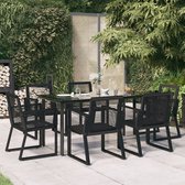 The Living Store Salon de jardin - Rotin PVC - Acier enduit de poudre - 160x80x74cm - Zwart