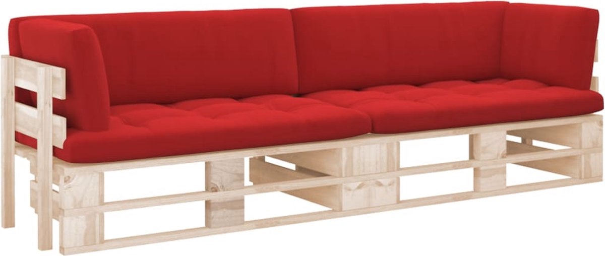 Tuinbank van geïmpregneerd grenenhout met kussens en palletstijl - Buitendecoratie.