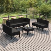 The Living Store Lounge - Tuinmeubelset - Zwart - PE-rattan - Staal - 60x60x35cm - Montage vereist - The Living Store