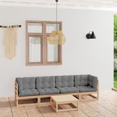 The Living Store Tuinset - Grenenhout - Grijs - 70x70x67 cm - Inclusief kussens