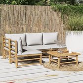 The Living Store Tuinset Bamboe - Modulair ontwerp - Duurzaam materiaal - Comfortabel zitcomfort - Praktische tafel - Inclusief kussens